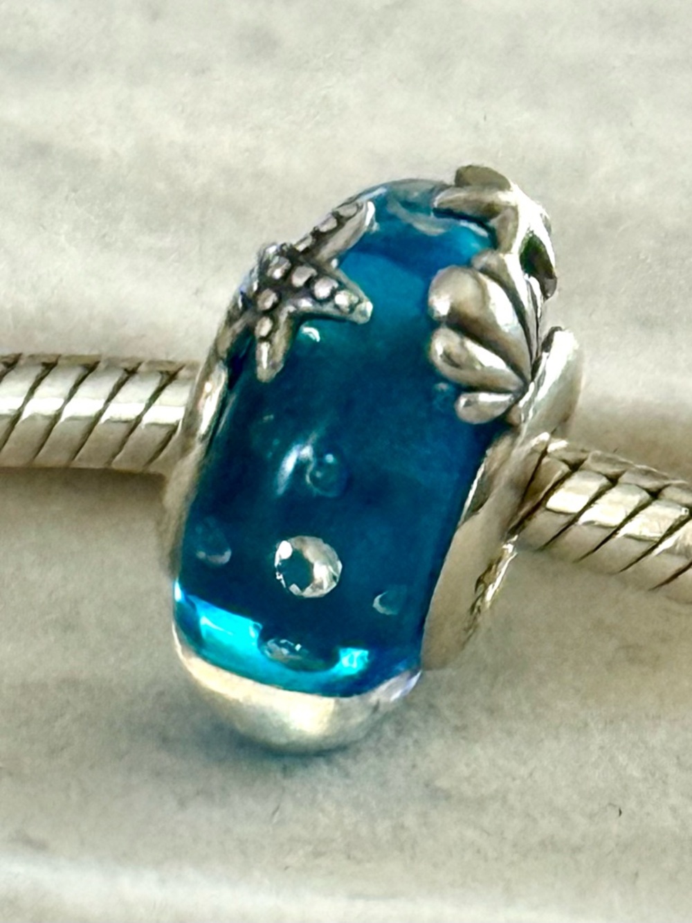 Blue Ocean Murano Glass Charm fit Pandora bracelets